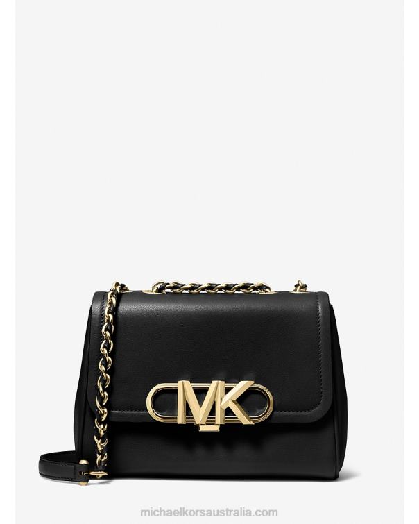 Women Black 4T06F1341 Parker Medium Leather Shoulder Bag Michael Kors