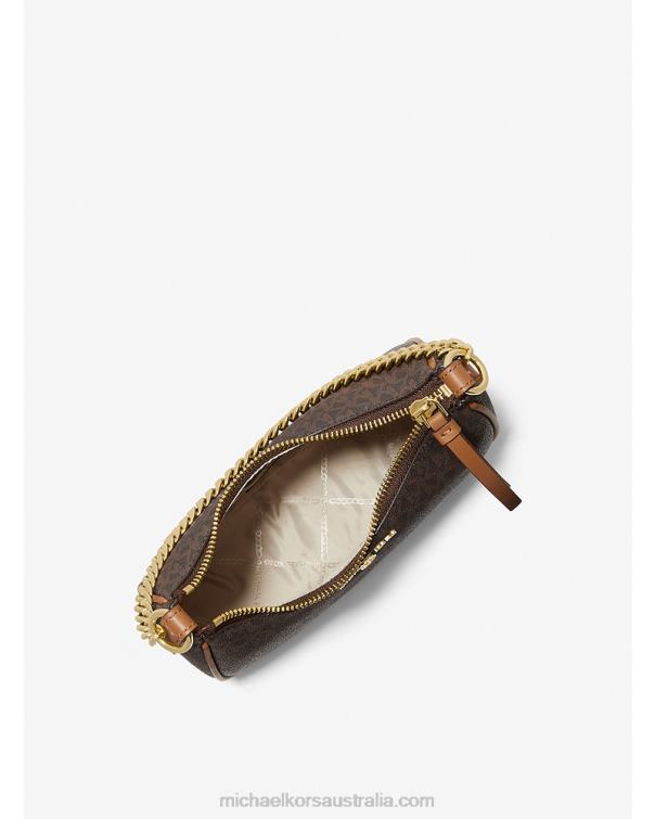 Women Brown/Acorn 4T06F1372 Jet Set Charm Small Logo Pochette Michael Kors