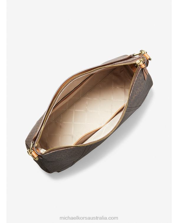 Women Brown/Acorn 4T06F1386 Sienna Large Logo Shoulder Bag Michael Kors