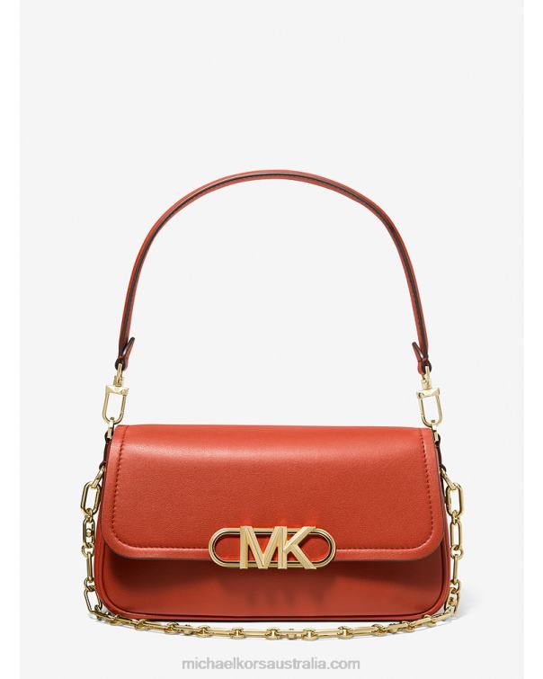 Women Deep Orange 4T06F1371 Parker Medium Leather Shoulder Bag Michael Kors