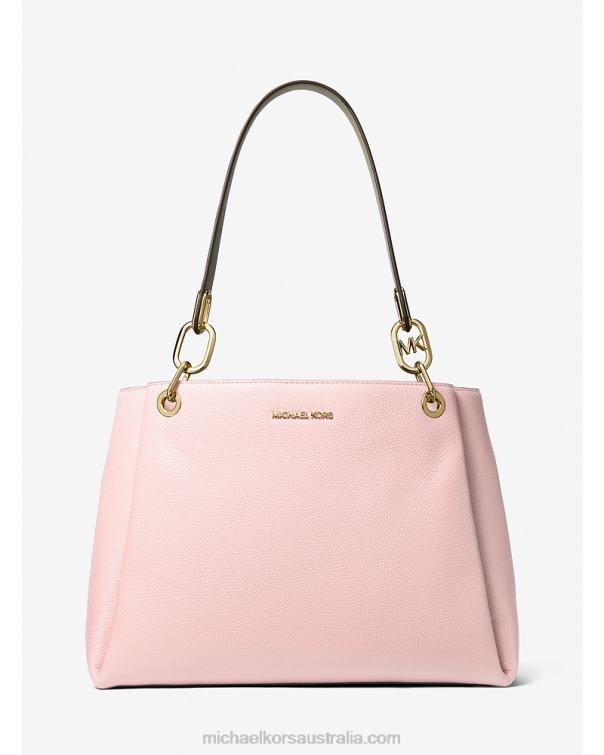 Women Powder Blush 4T06F1321 Trisha Large Pebbled Leather Shoulder Bag Michael Kors
