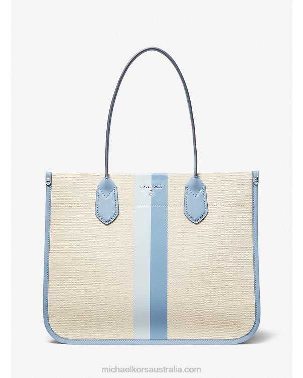 Women Chambray Multi 4T06F1182 Heidi Large Stripe Canvas Tote Bag Michael Kors