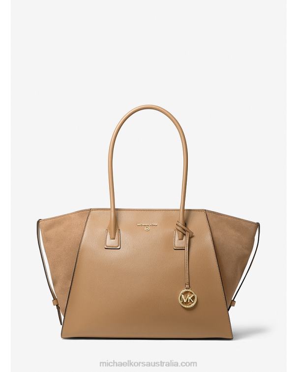 Women Husk 4T06F1174 Avril Extra-Large Leather Top-Zip Tote Bag Michael Kors