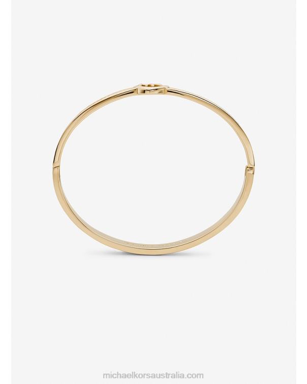 Women Gold 4T06F2461 Greenwich Tri-Tone Brass Pave Logo Bangle Michael Kors