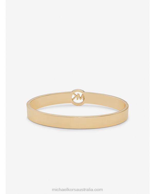 Women Gold 4T06F2461 Greenwich Tri-Tone Brass Pave Logo Bangle Michael Kors