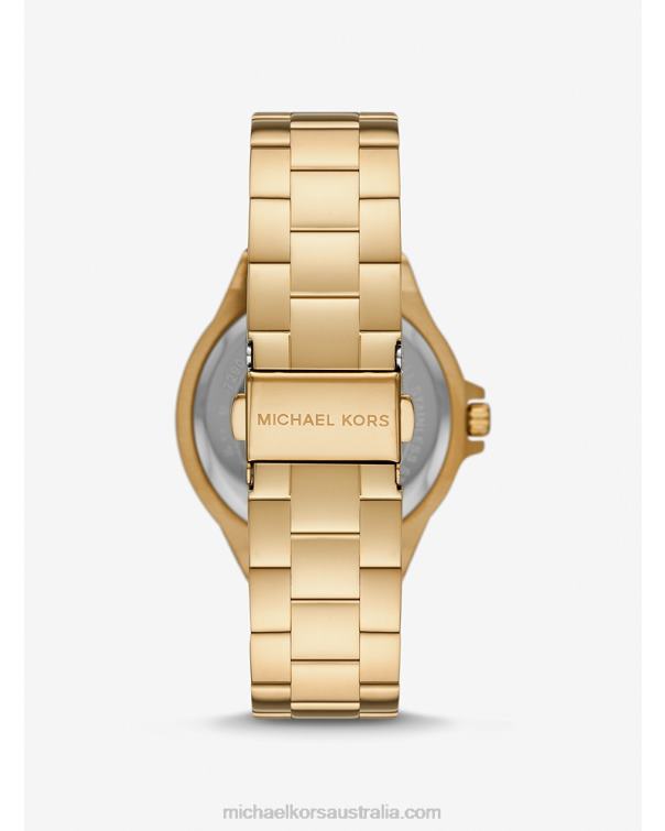 Women Gold 4T06F2464 Lennox Pave Logo Watch and Bracelet Set Michael Kors