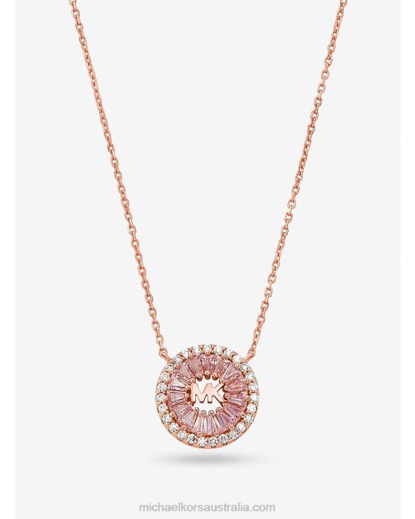 Women Rose Gold 4T06F2495 14k Rose Gold-Plated Sterling Silver Pave Halo Necklace Michael Kors