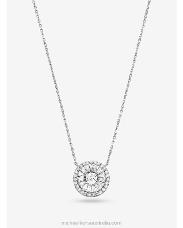 Women Silver 4T06F2496 Precious Metal-Plated Sterling Silver Pave Halo Necklace Michael Kors