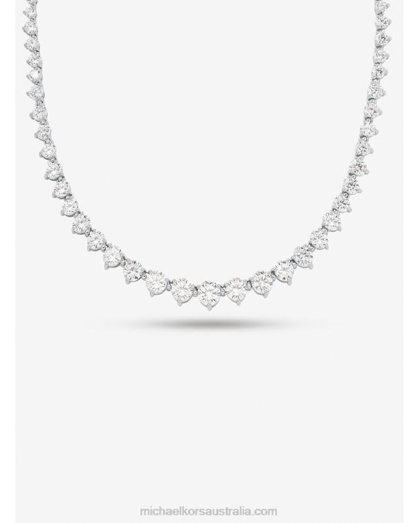 Women Silver 4T06F2512 Sterling Silver Crystal Necklace Michael Kors