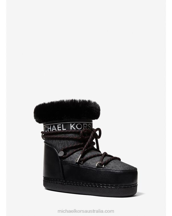 Women Black 4T06F2115 Zelda Logo Snow Boot Michael Kors