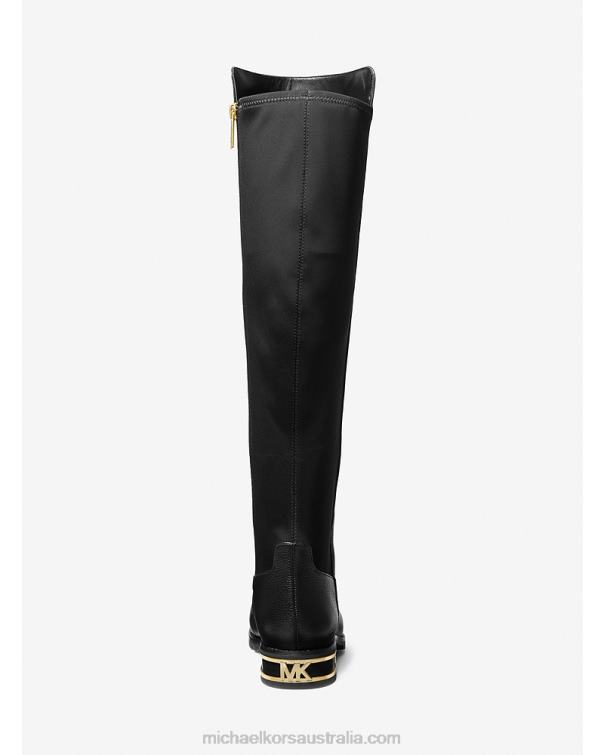 Women Black 4T06F2182 Alicia Leather Over-the-Knee Boot Michael Kors