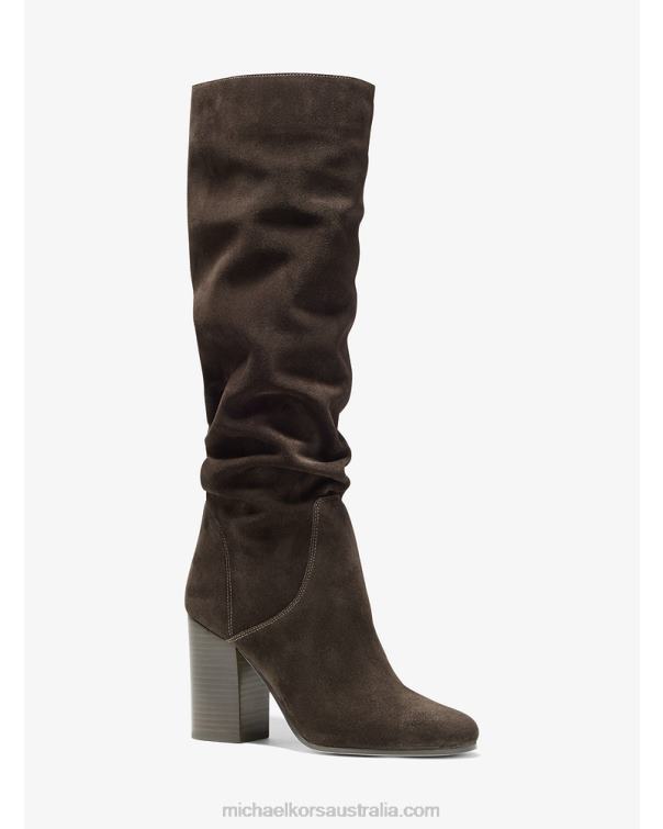 Women Chocolate 4T06F2124 Leigh Suede Boot Michael Kors