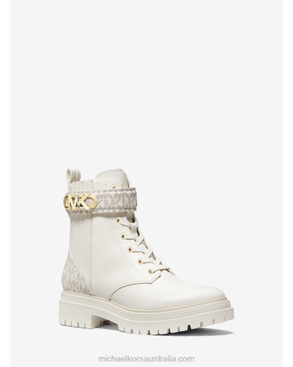 Women Cream 4T06F2112 Parker Leather Combat Boot Michael Kors