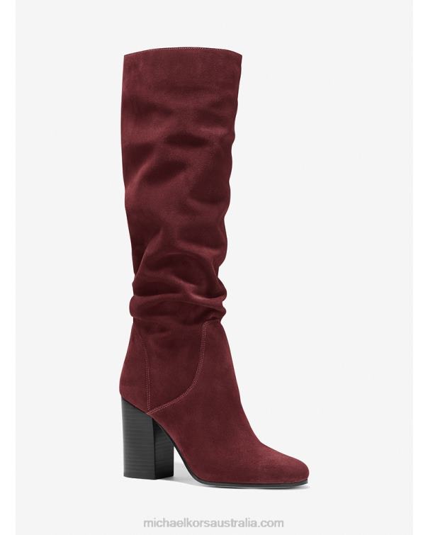 Women Dark Berry 4T06F2123 Leigh Suede Boot Michael Kors