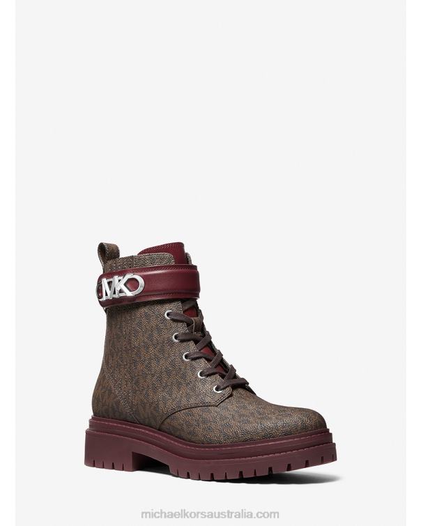 Women Merlot 4T06F2176 Parker Logo Combat Boot Michael Kors