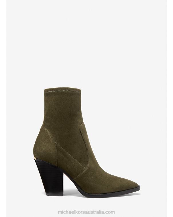 Women Olive 4T06F2102 Dover Faux Suede Ankle Boot Michael Kors