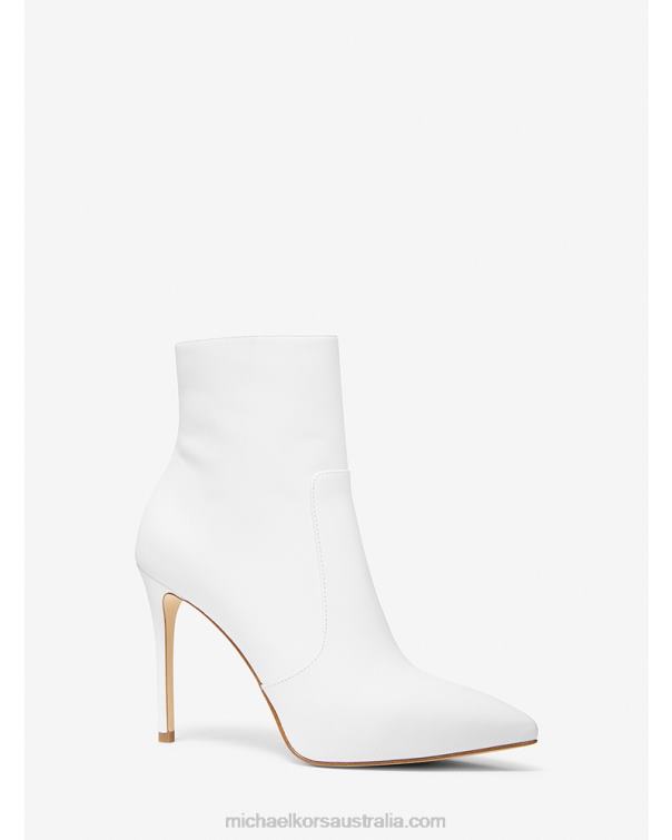 Women Optic White 4T06F2179 Rue Leather Boot Michael Kors