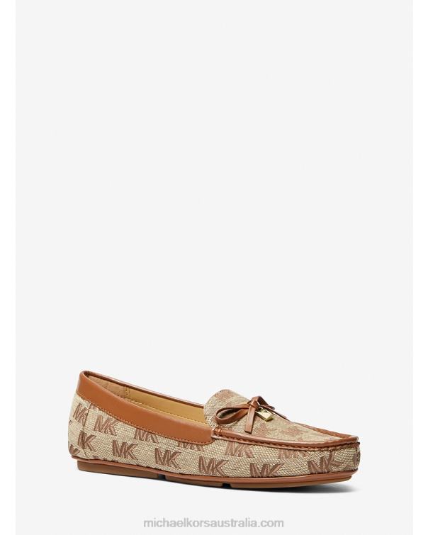 Women Beige/Ebony/Brown 4T06F2267 Juliette Logo Jacquard Loafer Michael Kors