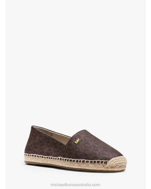 Women Brown 4T06F2224 Kendrick Logo Slip-On Espadrille Michael Kors