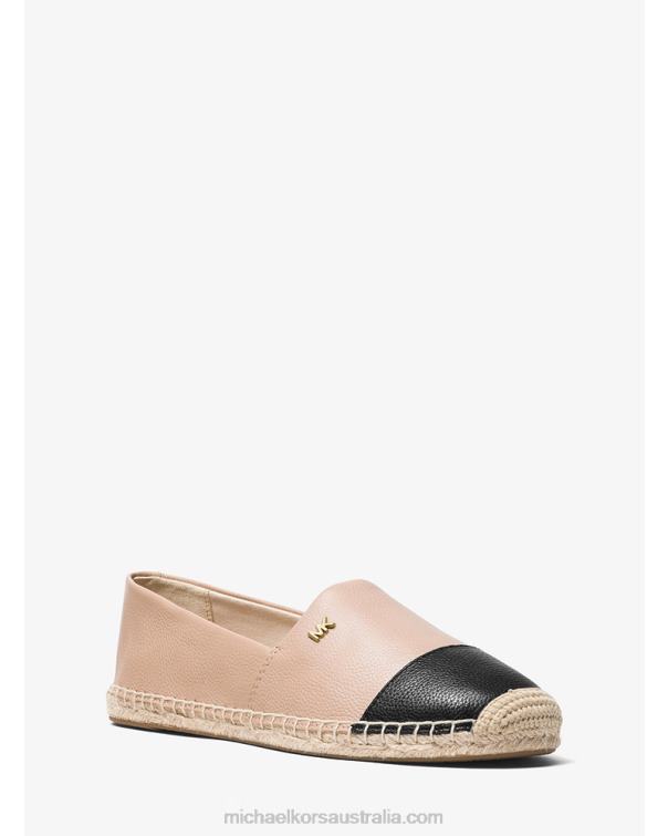 Women Oyster/Black 4T06F2225 Kendrick Leather Slip-On Espadrille Michael Kors