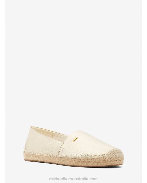 Women Pale Gold 4T06F2226 Kendrick Metallic Faux Pebbled Leather Espadrille Michael Kors