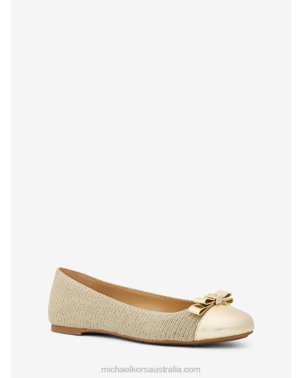 Women Pale Gold 4T06F2247 Andrea Glitter Chain Mesh Ballet Flat Michael Kors