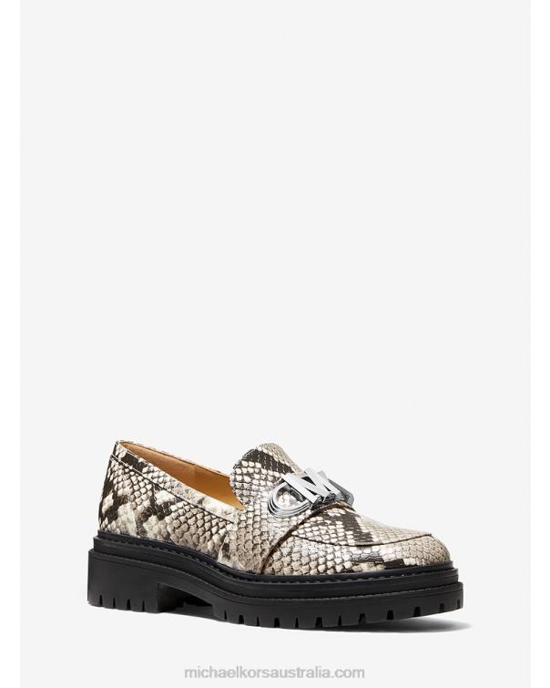 Women Sand 4T06F2246 Parker Snake Embossed Faux Leather Loafer Michael Kors