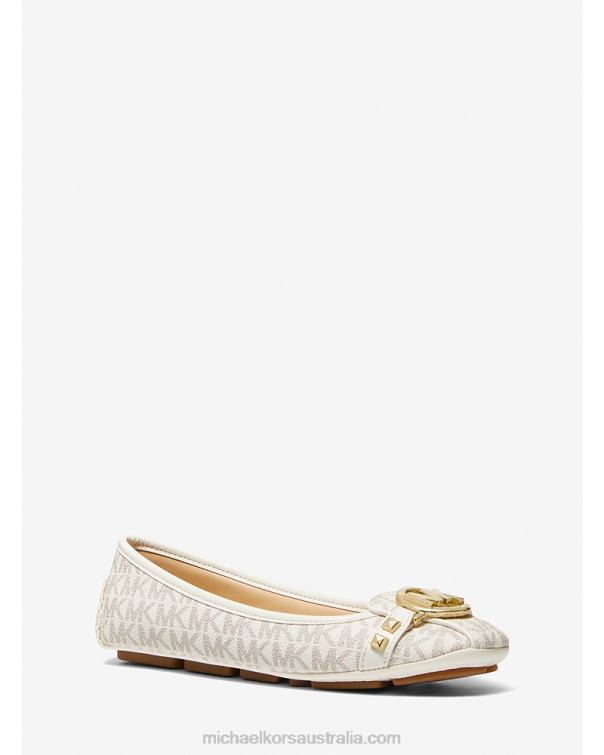 Women Vanilla 4T06F2262 Fulton Studded Logo Moccasin Michael Kors