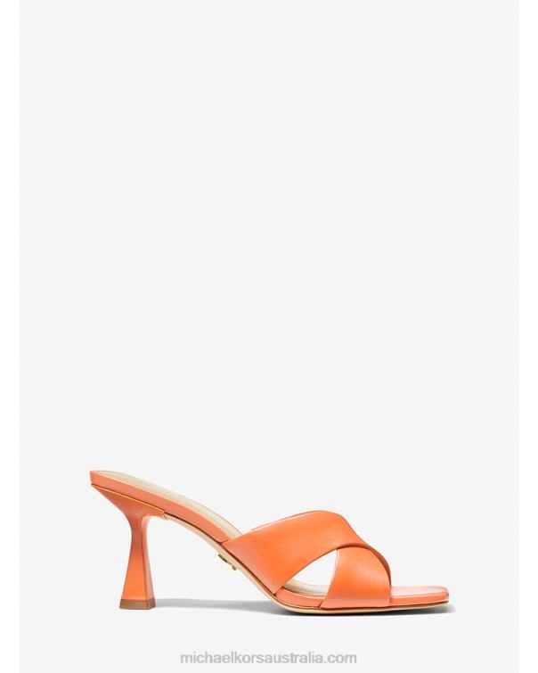 Women Apricot 4T06F1848 Clara Leather Mule Michael Kors