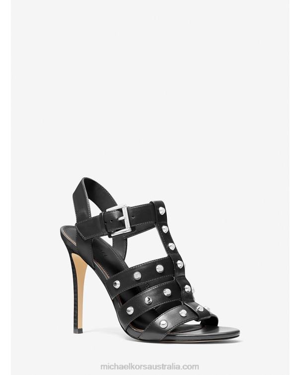 Women Black 4T06F1825 Jagger Studded Leather Sandal Michael Kors