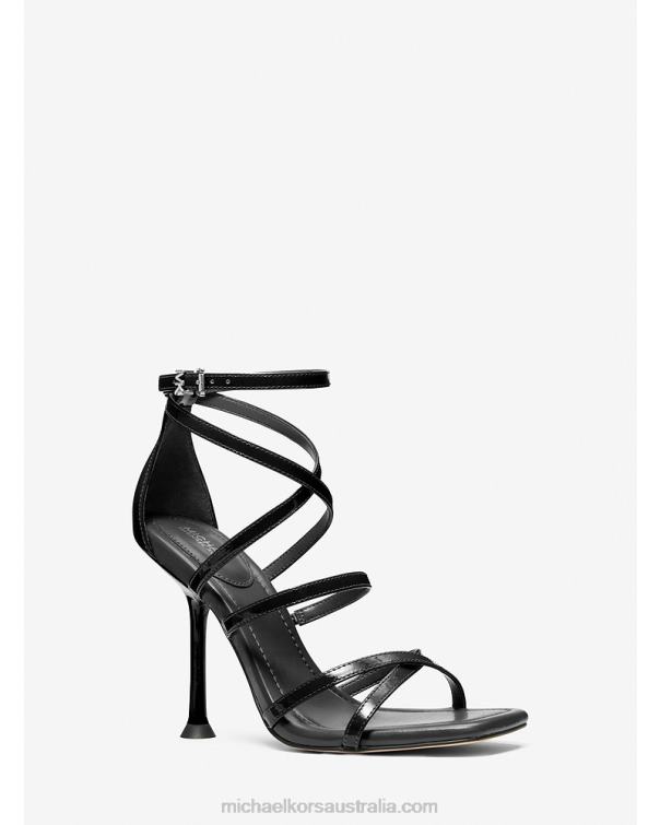 Women Black 4T06F1864 Imani Patent Leather Sandal Michael Kors