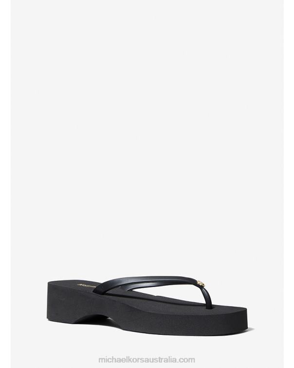 Women Black 4T06F1867 Lilo PVC Flip Flop Michael Kors