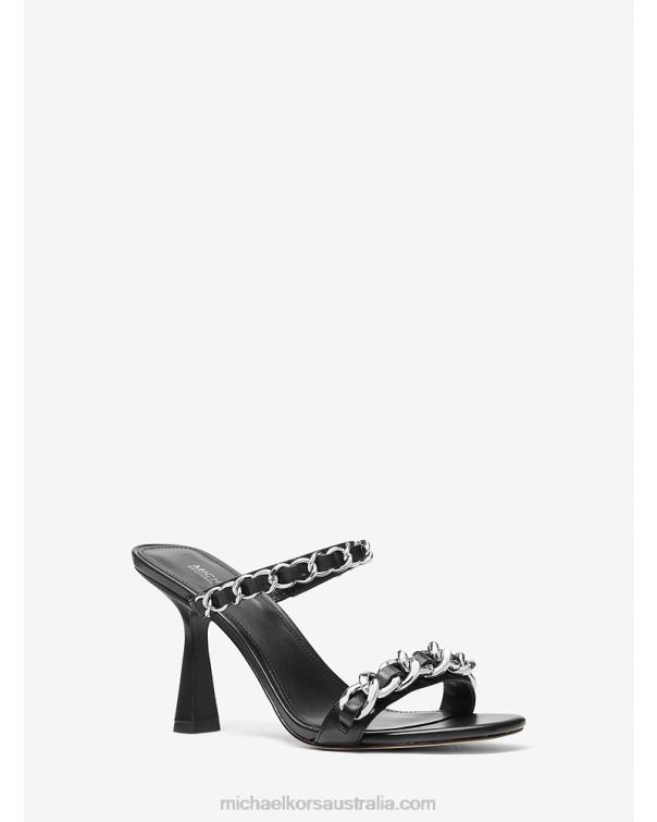 Women Black 4T06F1963 Clara Embellished Leather Sandal Michael Kors