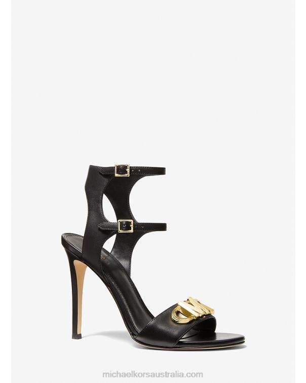 Women Black 4T06F1971 Parker Leather Sandal Michael Kors