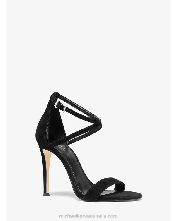 Women Black 4T06F2063 Antonia Suede Sandal Michael Kors