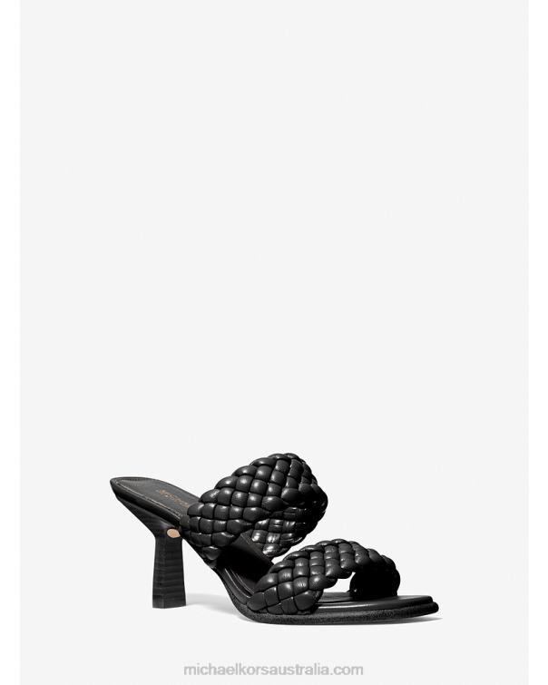 Women Black 4T06F2083 Amelia Braided Mule Michael Kors