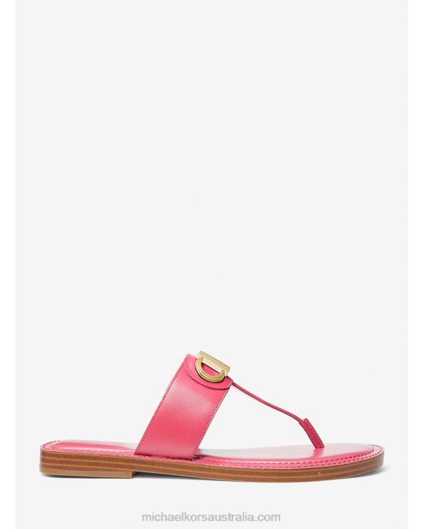 Women Geranium 4T06F1894 Parker Leather T-Strap Sandal Michael Kors