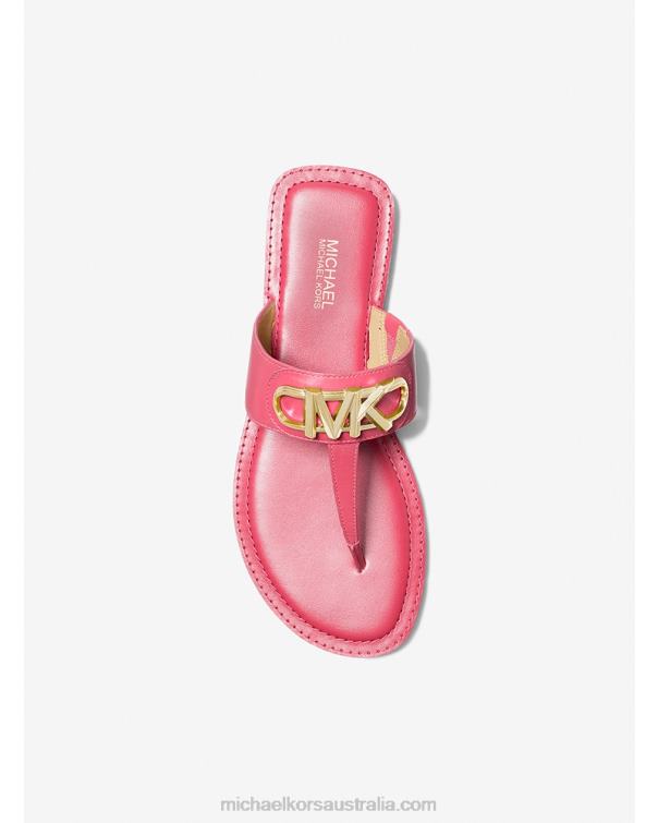 Women Geranium 4T06F1894 Parker Leather T-Strap Sandal Michael Kors