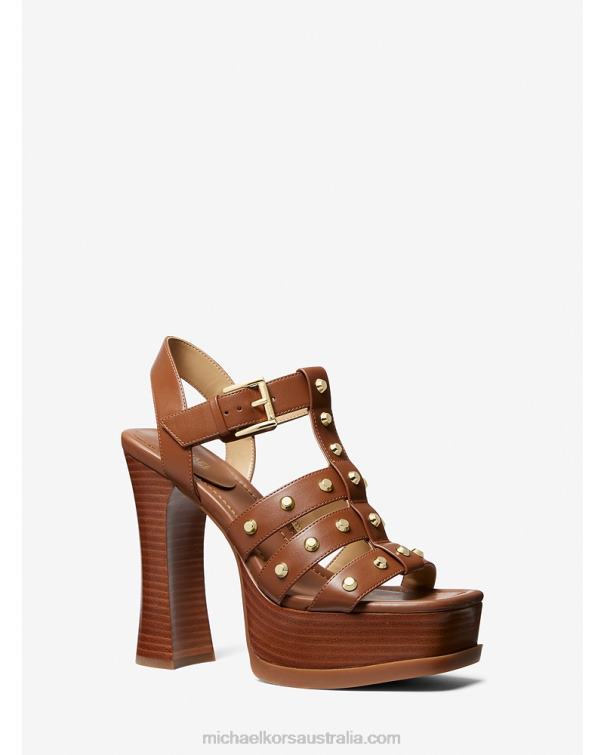 Women Luggage 4T06F1820 Jagger Studded Leather Platform Sandal Michael Kors