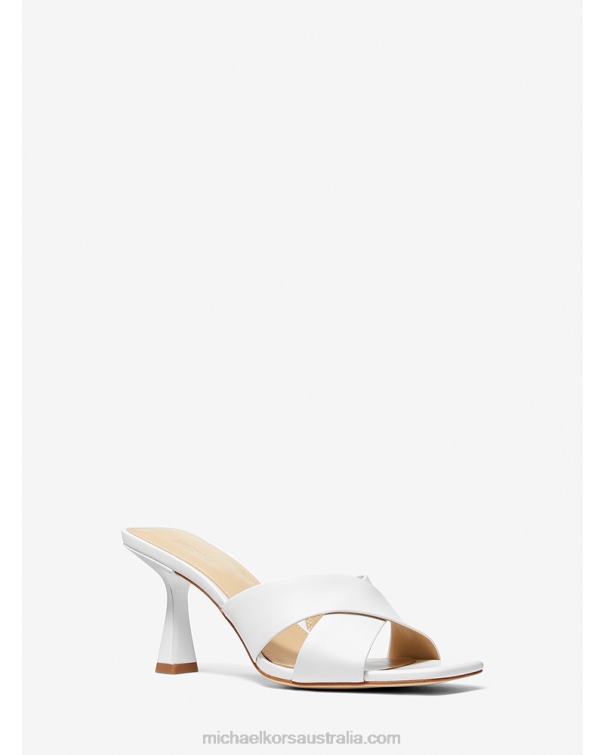 Women Optic White 4T06F1849 Clara Leather Mule Michael Kors