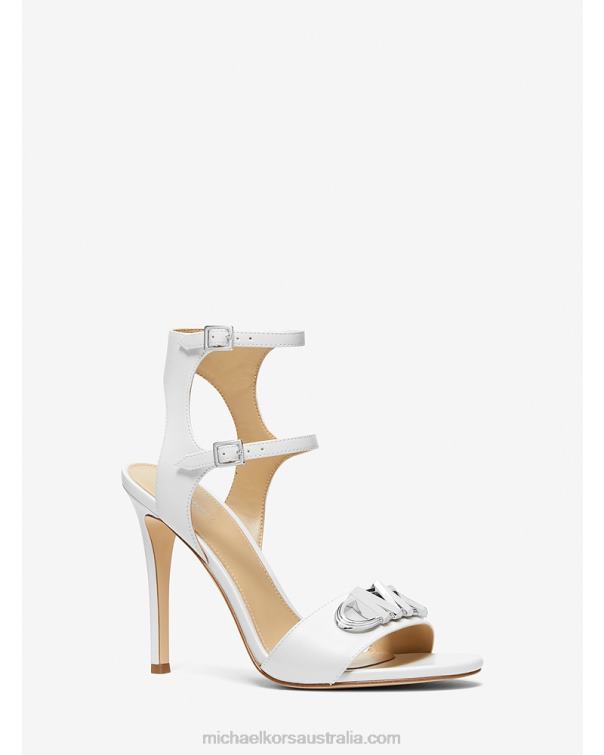 Women Optic White 4T06F1969 Parker Leather Sandal Michael Kors