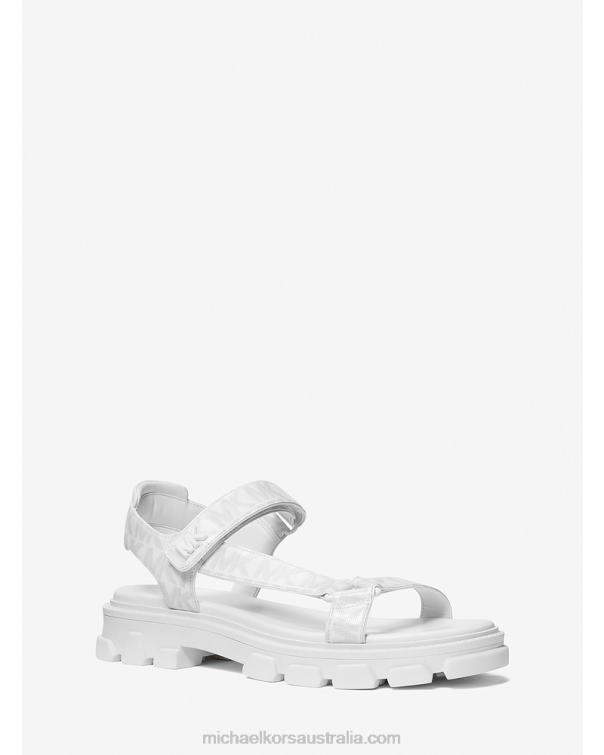 Women Optic White 4T06F1988 Ridley Logo Sandal Michael Kors