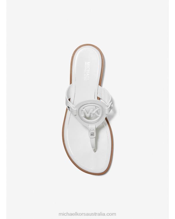 Women Optic White 4T06F2016 Aubrey Cutout Leather T-Strap Sandal Michael Kors