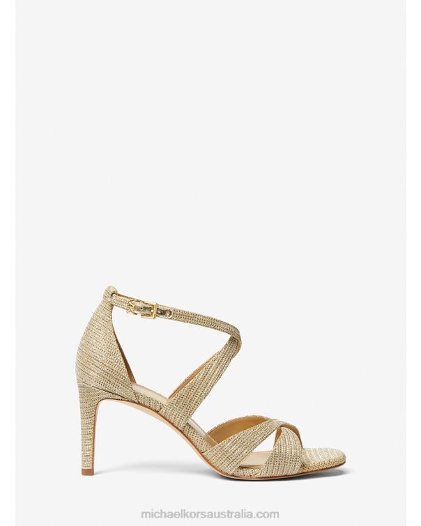 Women Pale Gold 4T06F2015 Kinsley Glitter Chain-Mesh Sandal Michael Kors