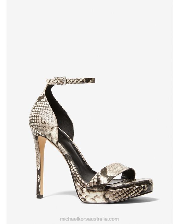 Women Sand 4T06F2030 Jordyn Snake Embossed Faux Leather Platform Sandal Michael Kors