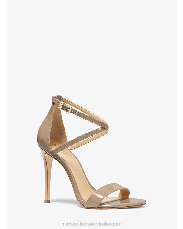 Women Toffee 4T06F2064 Antonia Patent Leather Sandal Michael Kors