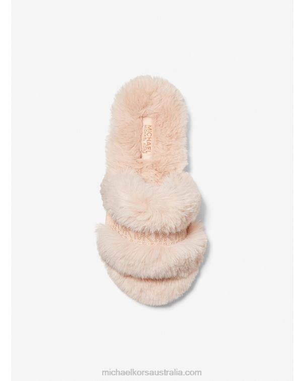 Women Ballet 4T06F2334 Scarlett Faux Fur Slide Sandal Michael Kors