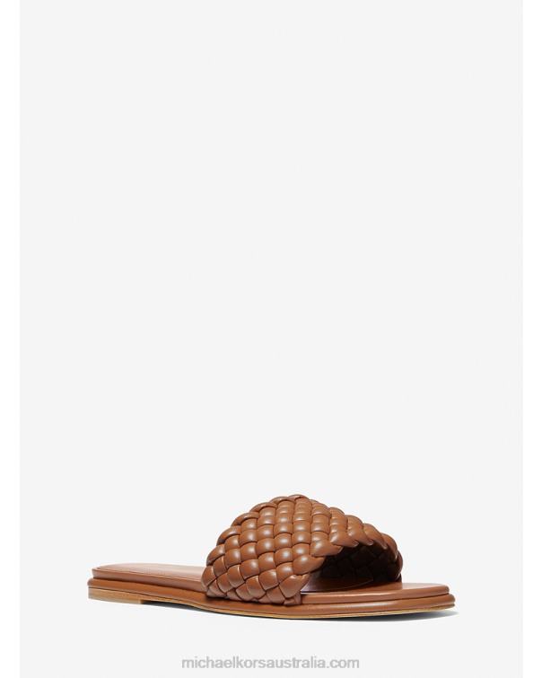 Women Luggage 4T06F2345 Amelia Braided Slide Sandal Michael Kors