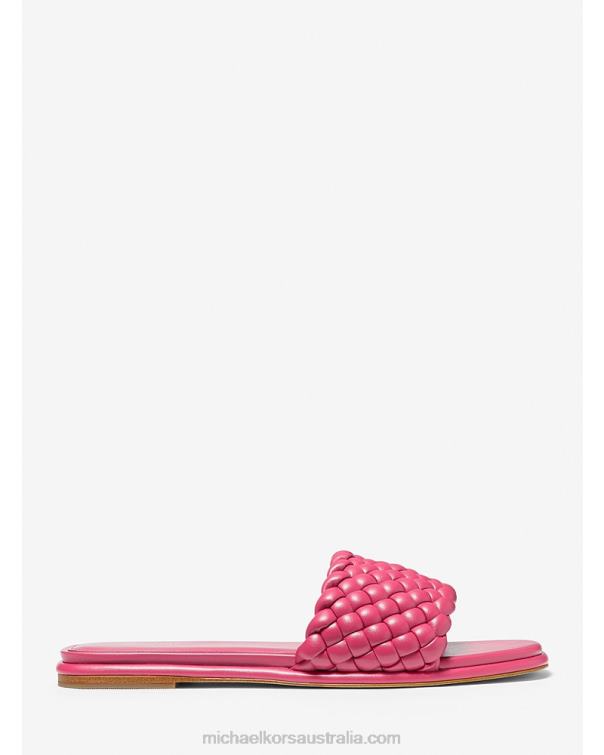 Women Rubin Red 4T06F2346 Amelia Braided Slide Sandal Michael Kors