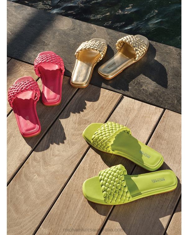 Women Rubin Red 4T06F2346 Amelia Braided Slide Sandal Michael Kors